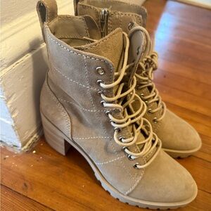 Dolce Vita Beige Lace-Up Boots